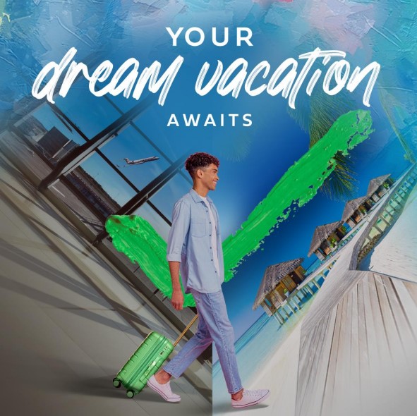 Image of guy ready for that dream vacation to a beach resort with an Easy Loan.